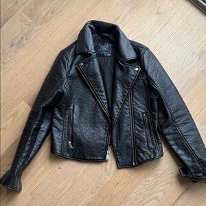 Abercrombie & Fitch Black Leather Biker Jacket sz M